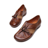 Handgemachte flache Halbschuhe mit runder Spitze Braun/Kamel