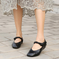 Bequeme Mary Jane-Ballerinas mit geflochtenem Gürtel