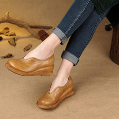 Handgemachte Plateauschuhe Fashion Slip On Loafers Rot/Apricot