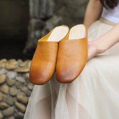 Handmade Summer Slippers Mules Green/Brown/Coffee/Blue/Green 2/Reddish brown/Grey white/Brown 2/Khaki/Yellow/Dark coffee