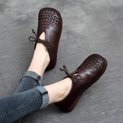 Handmade Flats Oxford Tie Casual Walking Shoes Black/Yellow/Brown