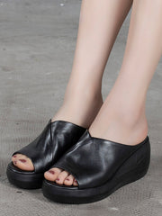 Mules y sandalias originales con tacón de muffin hueco
