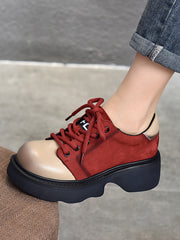 Lässige Lederschuhe mit dicker Sohle und Farbblockdesign