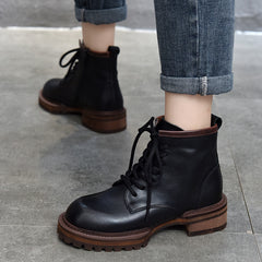 Martin-Stiefel aus Leder im britischen Stil mit seitlichem Reißverschluss