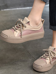 Lässige Schuhe aus Leder mit dicker Sohle und Farbblockierung
