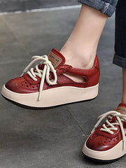 Lässige Schuhe aus Leder mit dicker Sohle und Farbblockierung