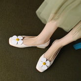 Square Toe Flat Slip on with Plumerias Handmade