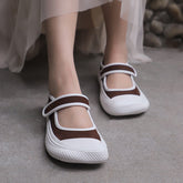 Canvas And Summer Sandals Square Toe Mary Jane Shoes White/Black