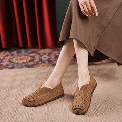 Retro weiche flache Slipper zum Reinschlüpfen perforiert handgefertigt