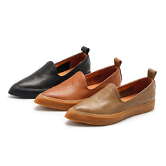 Vegetable Tanned Loafers Pointed Toe Flats