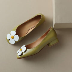 Square Toe Flat Slip on with Plumerias Handmade