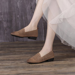 Zapatos planos retro auténticos hechos a mano, sin cordones, para oficina, en gris y marrón.