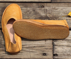 Handgemachte gelbe Schuhe Retro Loafers Arbeitsschuhe Slipper