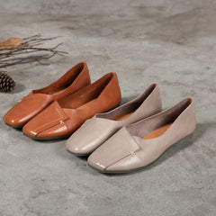 Handgemachte Retro weiche Loafer Designer Flats braun/grau Slip Ons