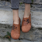 Nubuck Loafers Casual Slip On Shoes Flats Brown