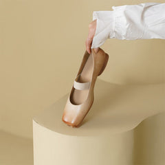 Ballet Mary Jane Flats with Square Toe
