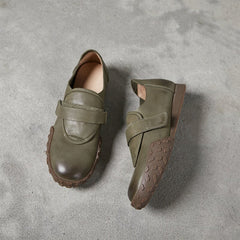 Women's Casual Slip On Loafers Shoes Touch-strap Flats