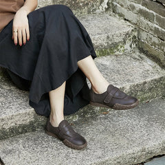 Women's Casual Slip On Loafers Shoes Touch-strap Flats