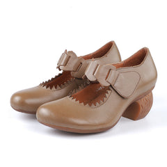 Handgemachte weiche braune Mary Jane Pumps Retro Original Design