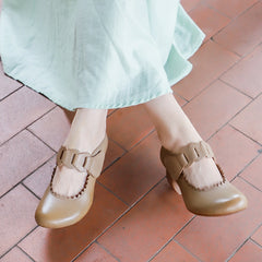 Handgemachte weiche braune Mary Jane Pumps Retro Original Design