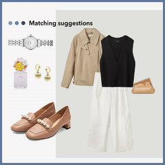 Loafer mit Perlendetail Schwarz/Bohnenpaste