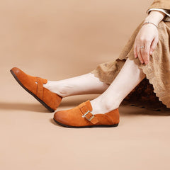 Mocasines retro de ante con hebilla, 6 colores