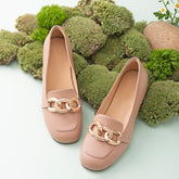 Metal Chain Detailed Loafers Black/Nude
