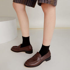 Handgemachte Penny Loafers mit runder Spitze