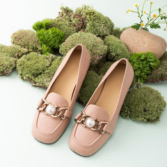 Loafer mit Perlendetail Schwarz/Hautfarben