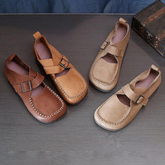 Handgemachte echte Slipper Slipper atmungsaktive Mary Jane Schuhe Kaffee/Aprikose/Braun