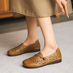 Handgefertigte weiche echte flache Sandalen mit Cut-Outs