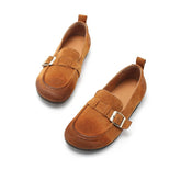 Buckle-fastening Monk Shoes Retro Suede Loafers 4 Colors