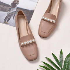 Loafer mit Perlendetail Schwarz/Bohnenpaste