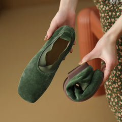 Slipper mit quadratischer Zehenpartie, weiche Flats, handgefertigt