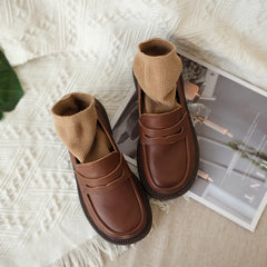 Pennyloafer mit großer Zehenpartie aus Vollnarbenleder