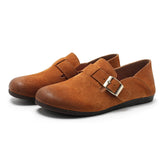 Retro Suede Loafers Buckle-fastening Monk Shoes 6 Colors