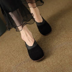 Slipper mit quadratischer Zehenpartie, weiche Flats, handgefertigt