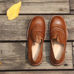 Handgemachte braune Schuhe Retro Loafers Arbeitsschuhe Slipper