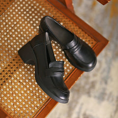 Pennyloafer mit runder Zehenpartie und 50 mm Blockabsatz