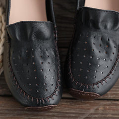 Handgemachte weiche echte Loafer Schwarz
