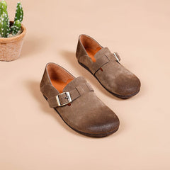 Mocasines retro de ante con hebilla, 6 colores