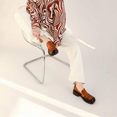 Pennyloafer mit quadratischer Zehenpartie und Farbblockierung