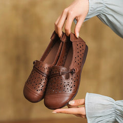 Handgefertigte weiche echte flache Sandalen mit Cut-Outs