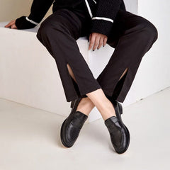 Handgemachte Penny Loafers mit runder Spitze