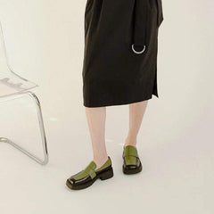 Pennyloafer mit quadratischer Zehenpartie und Farbblockierung