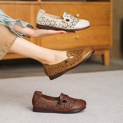 Handgefertigte weiche echte flache Sandalen mit Cut-Outs