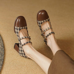 Mary Jane Pumps Doppelriemen Blockabsatz Büroschuhe