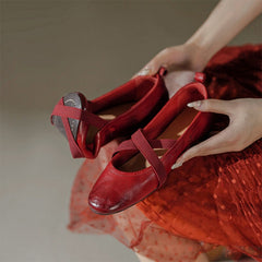 Zapatos Mary Jane hechos a mano con bailarinas con tiras cruzadas