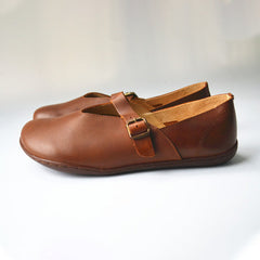 Handgemachte echte Mary Jane weiche Walking Flats Casual Schuhe Aprikose/Kaffee