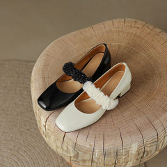 Handgemachte Patent Mary Jane Pumps Blockabsatz Büroschuhe Bud Seide dekorieren